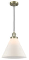 Innovations Lighting X-Large Cone 1-100 watt 12 inch Antique Brass Mini Pendant with Matte White Cased glass 201CABG41L