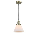 Cone Mini Pendant shown in the Antique Brass finish with a Matte White shade