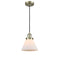 Cone Mini Pendant shown in the Antique Brass finish with a Matte White shade