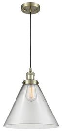 Innovations Lighting X-Large Cone 1-100 watt 12 inch Antique Brass Mini Pendant with Clear glass 201CABG42L