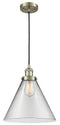 Innovations Lighting X-Large Cone 1-100 watt 12 inch Antique Brass Mini Pendant with Clear glass 201CABG42L