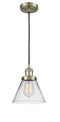 Innovations Lighting Large Cone 1-100 watt 8 inch Antique Brass Mini Pendant with Clear glass 201CABG42