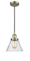 Innovations Lighting Large Cone 1-100 watt 8 inch Antique Brass Mini Pendant with Seedy glass 201CABG44