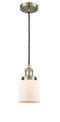 Innovations Lighting Small Bell 1-100 watt 5 inch Antique Brass Mini Pendant with Matte White Cased glass 201CABG51
