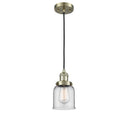 Bell Mini Pendant shown in the Antique Brass finish with a Clear shade