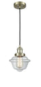 Innovations Lighting Small Oxford 1-100 watt 8 inch Antique Brass Mini Pendant with Clear glass 201CABG532