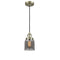 Bell Mini Pendant shown in the Antique Brass finish with a Plated Smoke shade