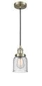 Innovations Lighting Small Bell 1-100 watt 5 inch Antique Brass Mini Pendant with Seedy glass 201CABG54