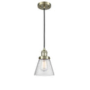 Cone Mini Pendant shown in the Antique Brass finish with a Seedy shade