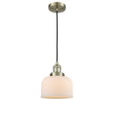 Bell Mini Pendant shown in the Antique Brass finish with a Matte White shade