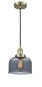 Innovations Lighting Large Bell 1-100 watt 8 inch Antique Brass Mini Pendant with Smoked glass 201CABG73