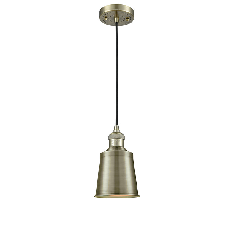 Addison Mini Pendant shown in the Antique Brass finish with a Antique Brass shade