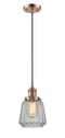 Innovations Lighting Chatham 1-100 watt 6" Antique Copper Mini Pendant with Clear Fluted glass 201CACG142