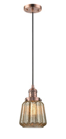 Innovations Lighting Chatham 1-100 watt 6 inch Antique Copper Mini Pendant with Mercury Fluted glass 201CACG146