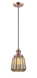 Innovations Lighting Chatham 1-100 watt 6" Antique Copper Mini Pendant with Mercury Fluted glass 201CACG146