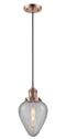 Innovations Lighting Geneseo 1-100 watt 6.5 inch Antique Copper Mini Pendant with Clear Crackle glass 201CACG165