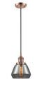 Innovations Lighting Fulton 1-100 watt 7 inch Antique Copper Mini Pendant with Smoked glass 201CACG173