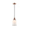 Canton Mini Pendant shown in the Antique Copper finish with a Matte White shade