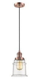 Innovations Lighting Canton 1-100 watt 6 inch Antique Copper Mini Pendant with Clear glass 201CACG182