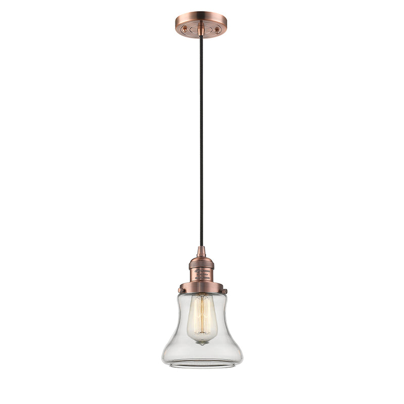 Bellmont Mini Pendant shown in the Antique Copper finish with a Clear shade