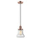 Bellmont Mini Pendant shown in the Antique Copper finish with a Seedy shade