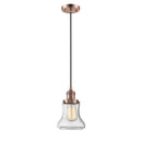 Bellmont Mini Pendant shown in the Antique Copper finish with a Seedy shade