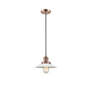 Halophane Mini Pendant shown in the Antique Copper finish with a Matte White Halophane shade