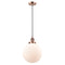 Beacon Mini Pendant shown in the Antique Copper finish with a Matte White shade