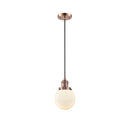 Beacon Mini Pendant shown in the Antique Copper finish with a Matte White shade