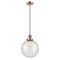 Beacon Mini Pendant shown in the Antique Copper finish with a Seedy shade