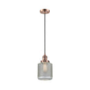 Stanton Mini Pendant shown in the Antique Copper finish with a Clear Wire Mesh shade