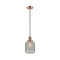 Stanton Mini Pendant shown in the Antique Copper finish with a Clear Wire Mesh shade