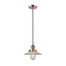 Halophane Mini Pendant shown in the Antique Copper finish with a Clear Halophane shade