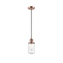 Dover Mini Pendant shown in the Antique Copper finish with a Clear shade