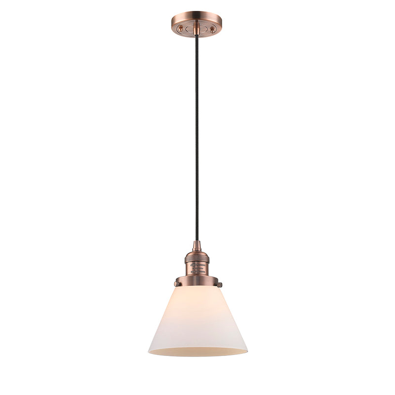 Cone Mini Pendant shown in the Antique Copper finish with a Matte White shade