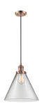 Innovations Lighting X-Large Cone 1-100 watt 12" Antique Copper Mini Pendant with Clear glass 201CACG42L