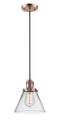 Innovations Lighting Large Cone 1-100 watt 8 inch Antique Copper Mini Pendant with Clear glass 201CACG42