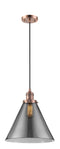 Innovations Lighting X-Large Cone 1-100 watt 12 inch Antique Copper Mini Pendant with Smoked glass 201CACG43L