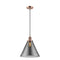 Cone Mini Pendant shown in the Antique Copper finish with a Plated Smoke shade