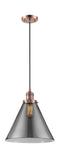 Innovations Lighting X-Large Cone 1-100 watt 12" Antique Copper Mini Pendant with Smoked glass 201CACG43L