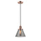 Cone Mini Pendant shown in the Antique Copper finish with a Plated Smoke shade