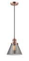 Innovations Lighting Large Cone 1-100 watt 8 inch Antique Copper Mini Pendant with Smoked glass 201CACG43