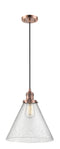 Innovations Lighting X-Large Cone 1-100 watt 12" Antique Copper Mini Pendant with Seedy glass 201CACG44L
