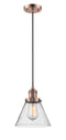 Innovations Lighting Large Cone 1-100 watt 8 inch Antique Copper Mini Pendant with Seedy glass 201CACG44