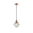 Oxford Mini Pendant shown in the Antique Copper finish with a Clear shade