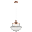 Oxford Mini Pendant shown in the Antique Copper finish with a Seedy shade