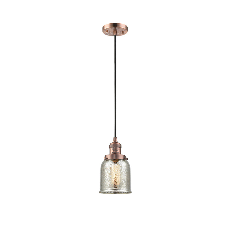 Bell Mini Pendant shown in the Antique Copper finish with a Silver Plated Mercury shade