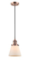 Innovations Lighting Small Cone 1-100 watt 6 inch Antique Copper Mini Pendant with Matte White Cased glass 201CACG61