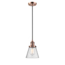 Cone Mini Pendant shown in the Antique Copper finish with a Seedy shade