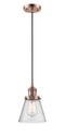 Innovations Lighting Small Cone 1-100 watt 6 inch Antique Copper Mini Pendant with Seedy glass 201CACG64